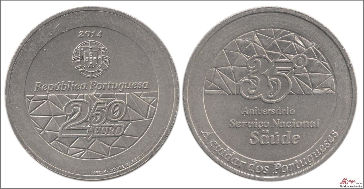 Portugal - 2014 - Monedas Euros circulación - S/C / UNC - 2,50 € Año 2014 / Servicio Nacional Salud