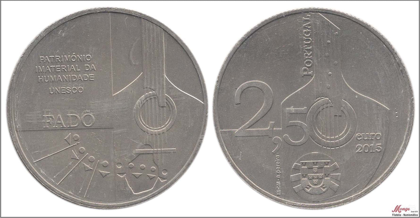 Portugal - 2015 - Monedas Euros circulación - S/C / UNC - 2,50 € Año 2015 / Patrimonio Humanidad-Unesco / FADO