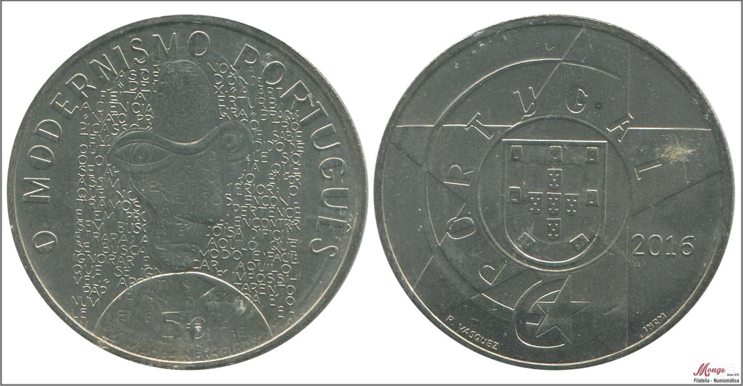 Portugal - 2016 - Monedas Euros circulación - S/C / UNC - 5 € Año 2016 / Modernismo