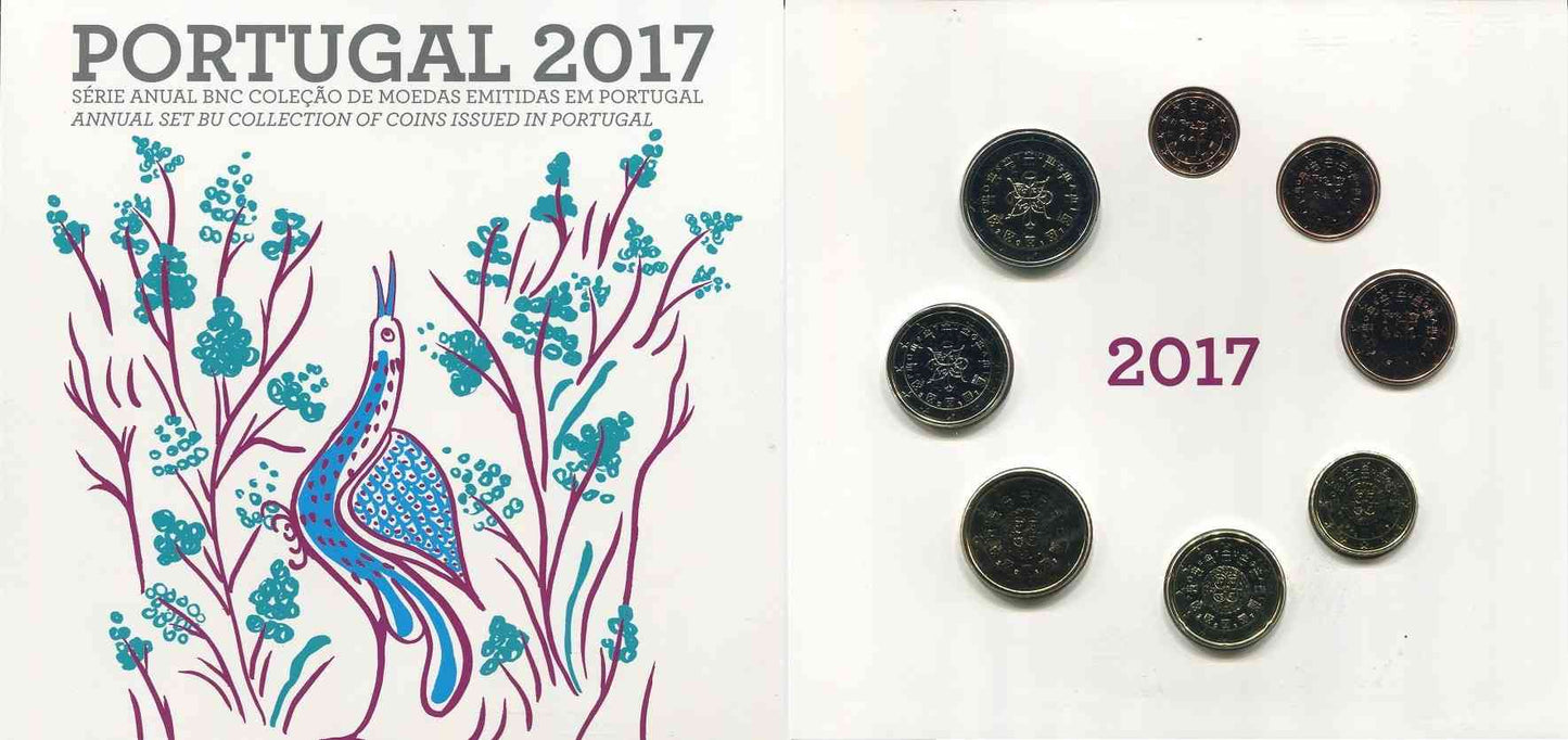 Portugal - 2017 - Monedas Euros en cartera oficial - FDC / MS - Cartera año 2017 (8 monedas)