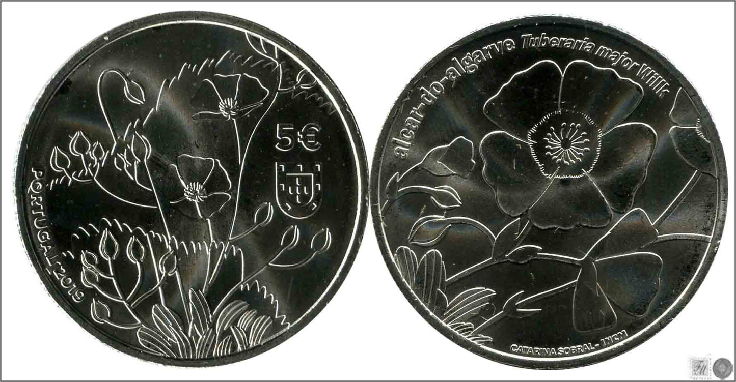 Portugal - 2019 - Monedas Euros circulación - S/C / UNC - 5 € Año 2019 5ª / Flora, Tuberania Major