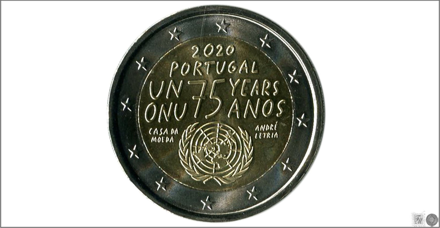 Portugal - 2020 - Monedas Euros circulación - S/C / UNC - 2 € Año 2020 / 75 Años ONU