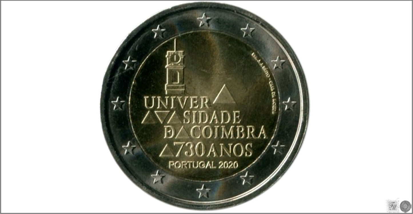 Portugal - 2020 - Monedas Euros circulación - S/C / UNC - 2 € Año 2020 / Universidad Coimbra