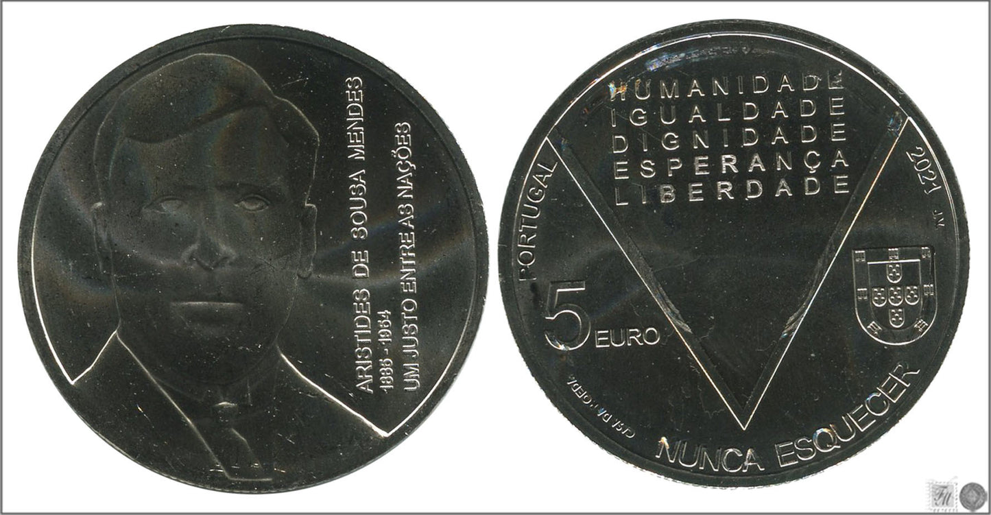 Portugal - 2021 - Monedas Euros circulación - S/C / UNC - 5 € Año 2021 / Aristides de Sousa Mendes