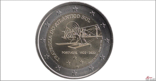 Portugal - 2022 - Monedas Euros circulación - S/C / UNC - 2 € Año 2022 / Primera travesia aerea del Atlantico