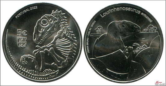 Portugal - 2022 - Monedas Euros circulación - S/C / UNC - 5 € Año 2022 / Dinosaurios Lourinhanosaurus