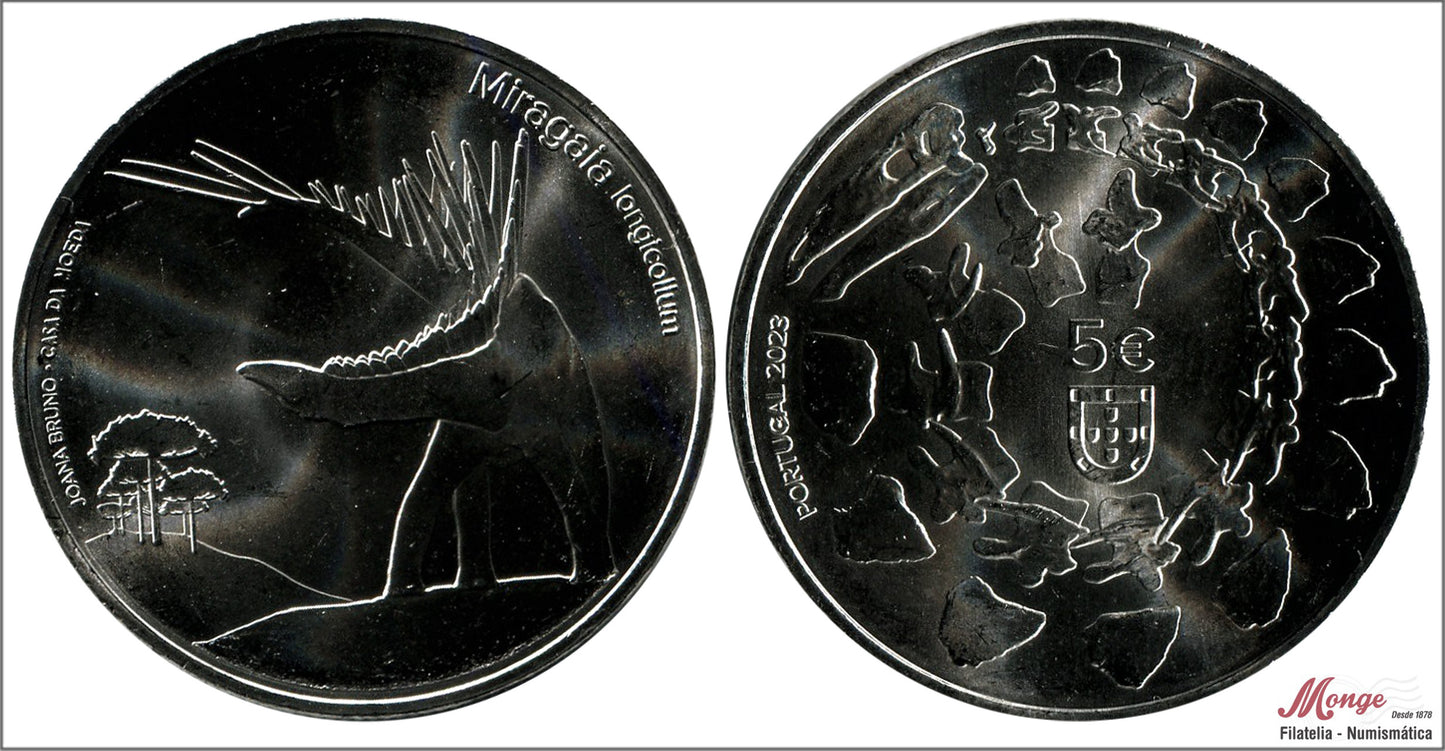 Portugal - 2023 - Monedas Euros circulación - S/C / UNC - 5 € Año 2023 / Dinosaurios Miragaia Longicollum