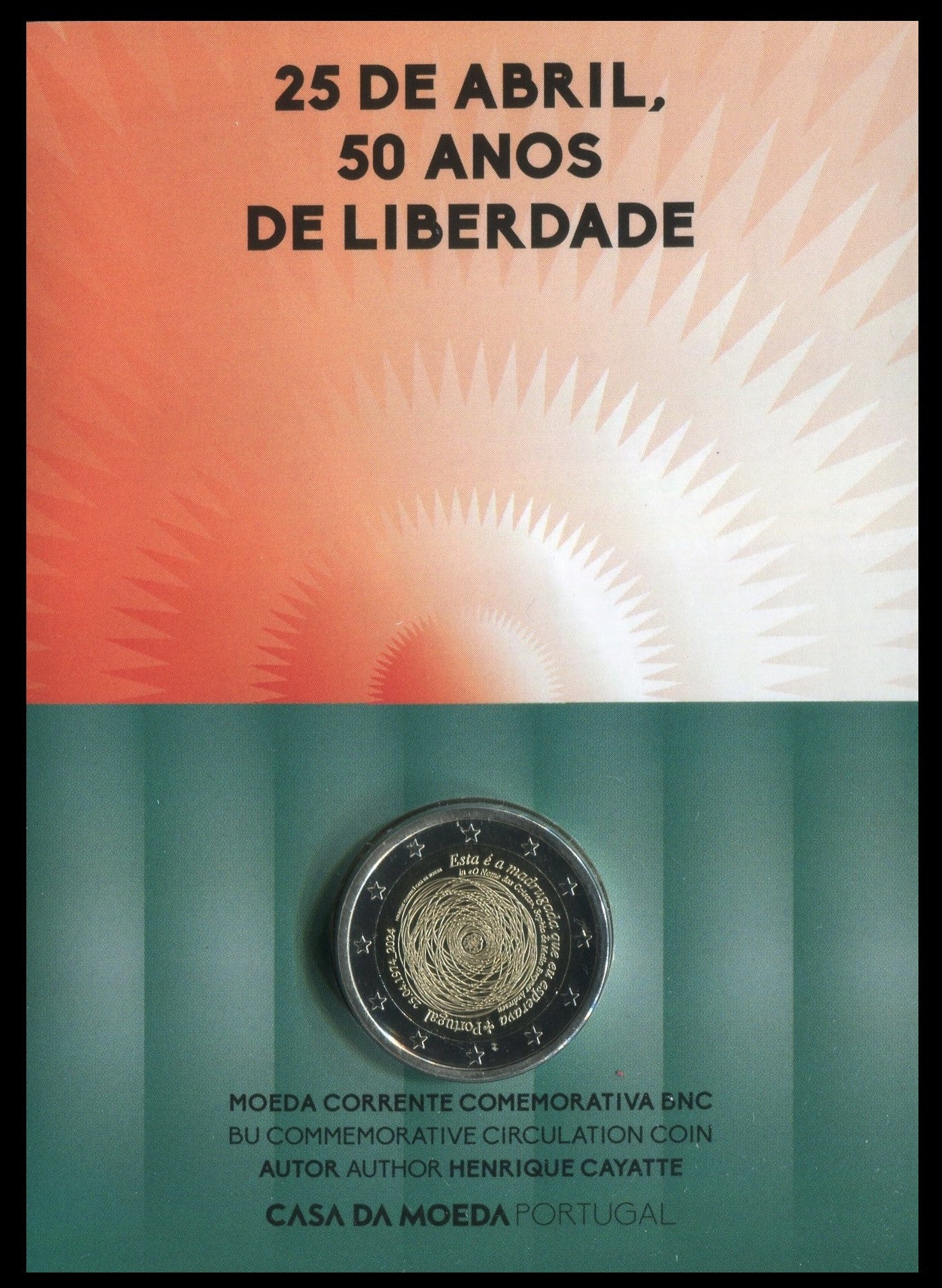 Portugal - 2024 - Monedas Euros circulación - S/C / UNC - 2 € Año 2024 / 50 Años del 25 de Abril de 1974 - coincard