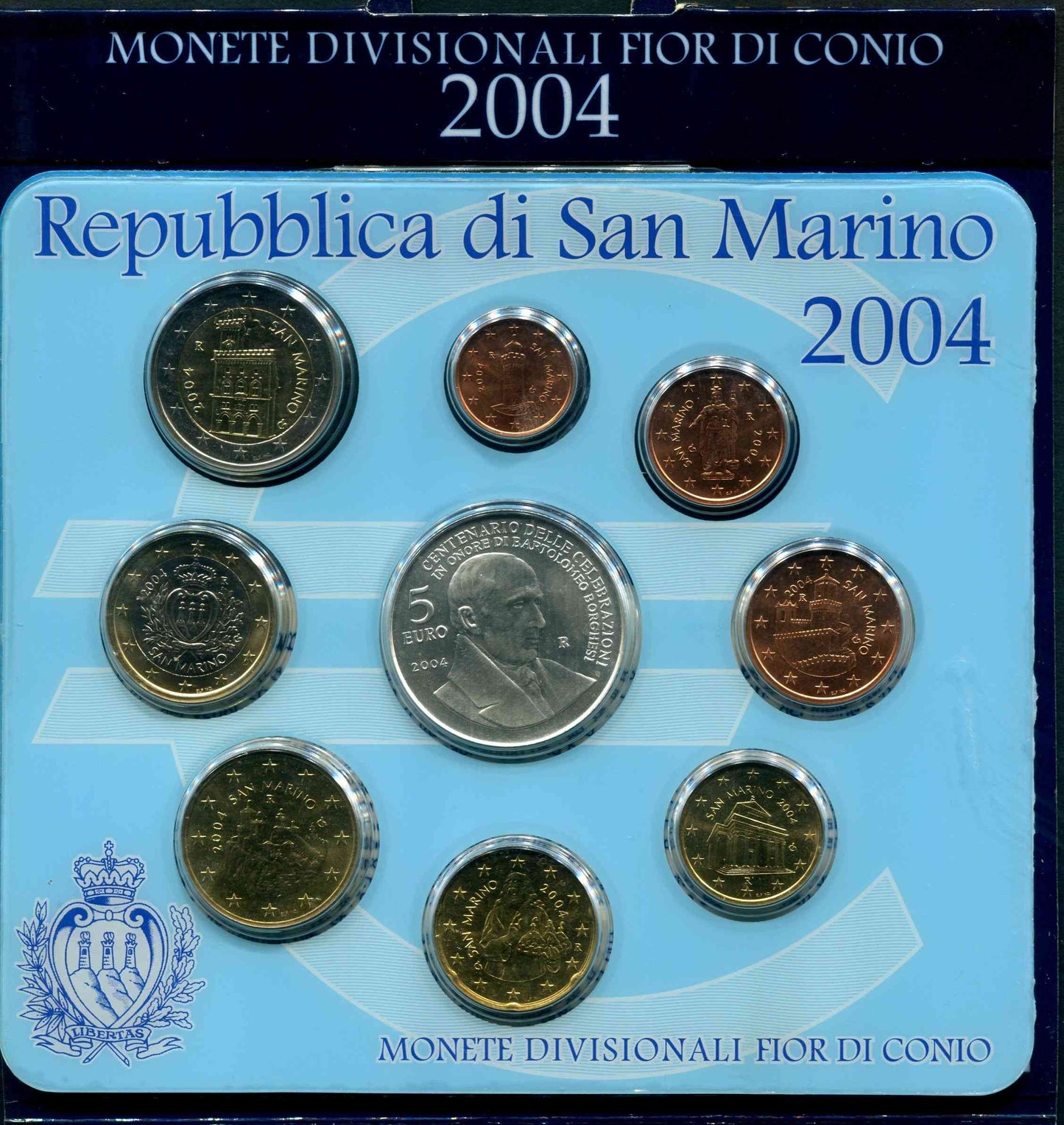 San Marino - 2004 - Monedas Euros en cartera oficial - FDC / MS - Cartera 2004 (9m)