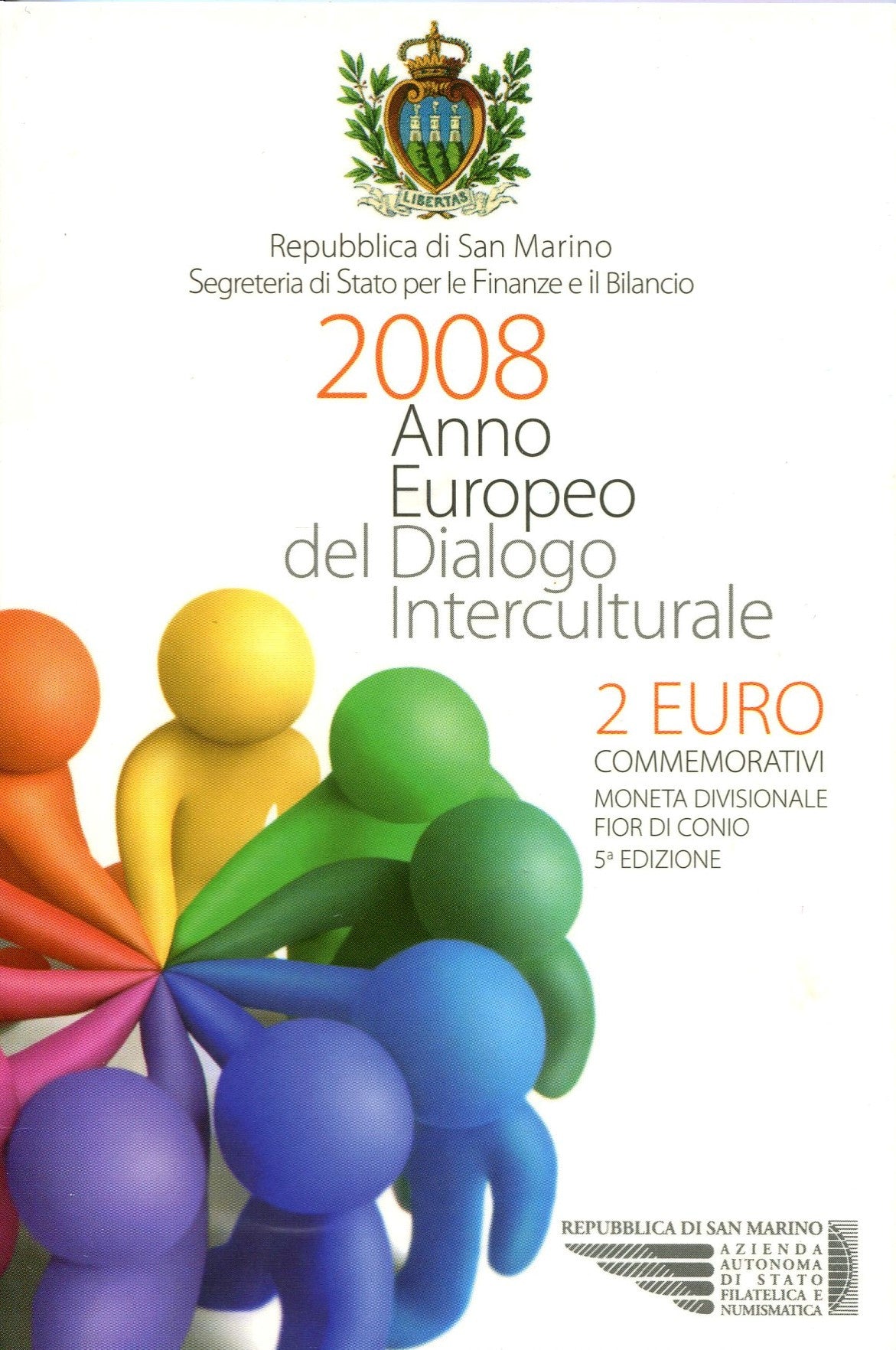 San Marino - 2008 - Monedas Euros en cartera oficial - FDC / MS - 2 € año 2008 / Año Diálogo Intercultural