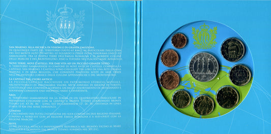 San Marino - 2008 - Monedas Euros en cartera oficial - FDC / MS - Cartera año 2008 (8 monedas+medalla plata)