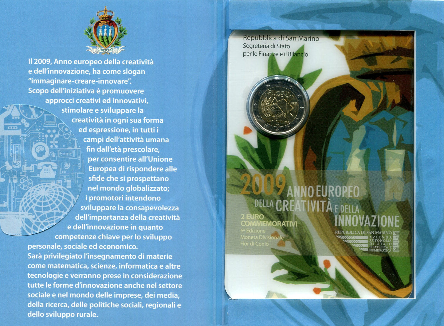 San Marino - 2009 - Monedas Euros en cartera oficial - FDC / MS - 2 € Año 2009 / Año de la Creatividad