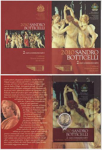 San Marino - 2010 - Monedas Euros en cartera oficial - FDC / MS - 2 € Año 2010 / Sandro Botticelli