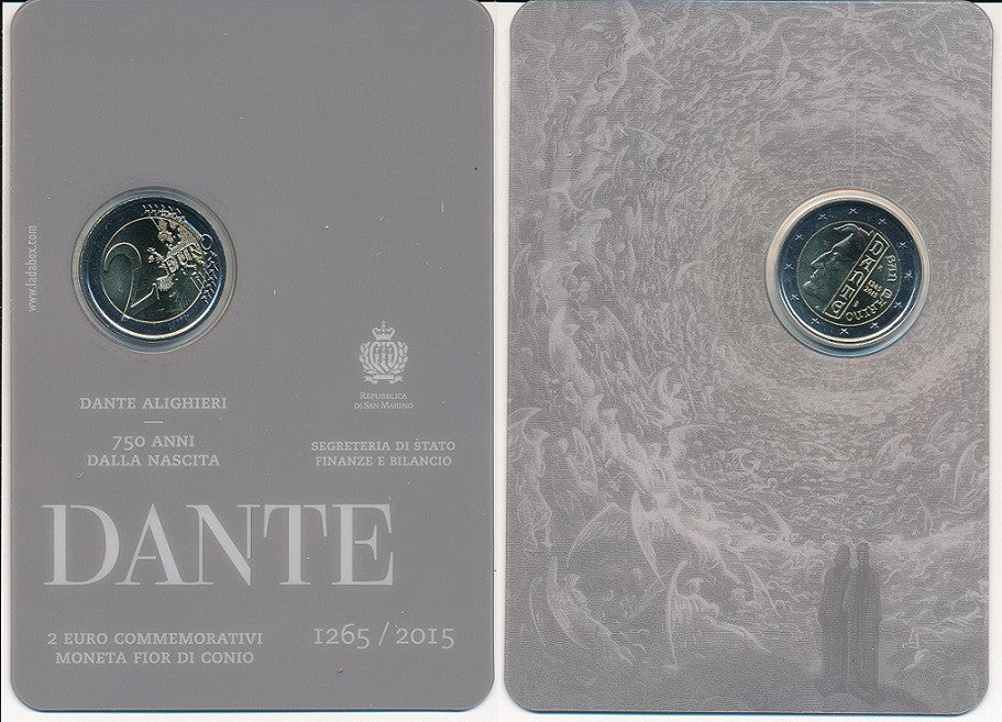 San Marino - 2015 - Monedas Euros en cartera oficial - FDC / MS - 2 € Año 2015 / Dante Alighieri