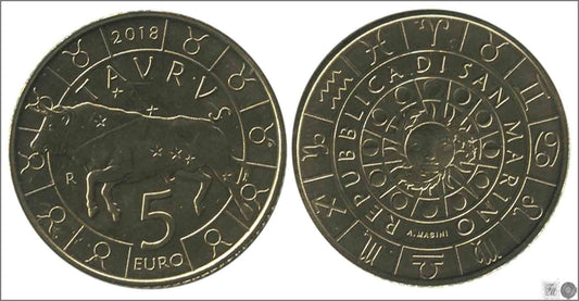 San Marino - 2018 - Monedas Euros circulación - S/C / UNC - 5 € año 2018 / Tauro