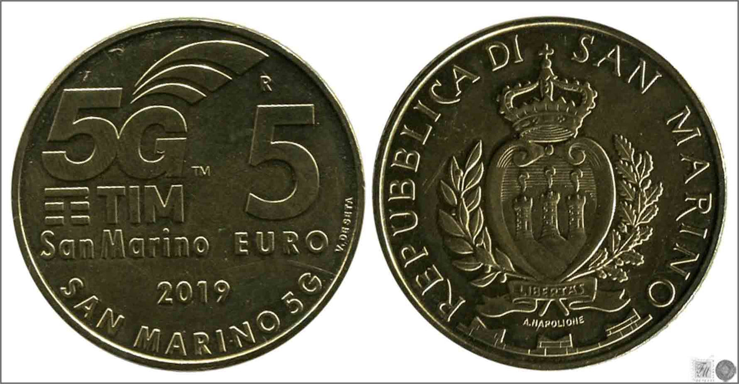 San Marino - 2019 - Monedas Euros circulación - S/C / UNC - 5 € año 2019 / 5 G