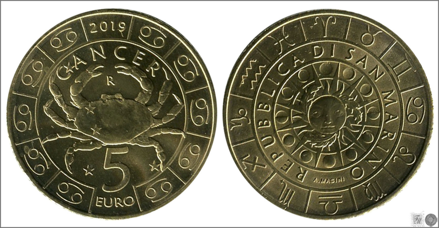 San Marino - 2019 - Monedas Euros circulación - S/C / UNC - 5 € año 2019 / Cancer