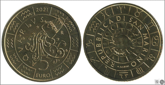 San Marino - 2021 - Monedas Euros circulación - S/C / UNC - 5 € año 2021 / Acuario