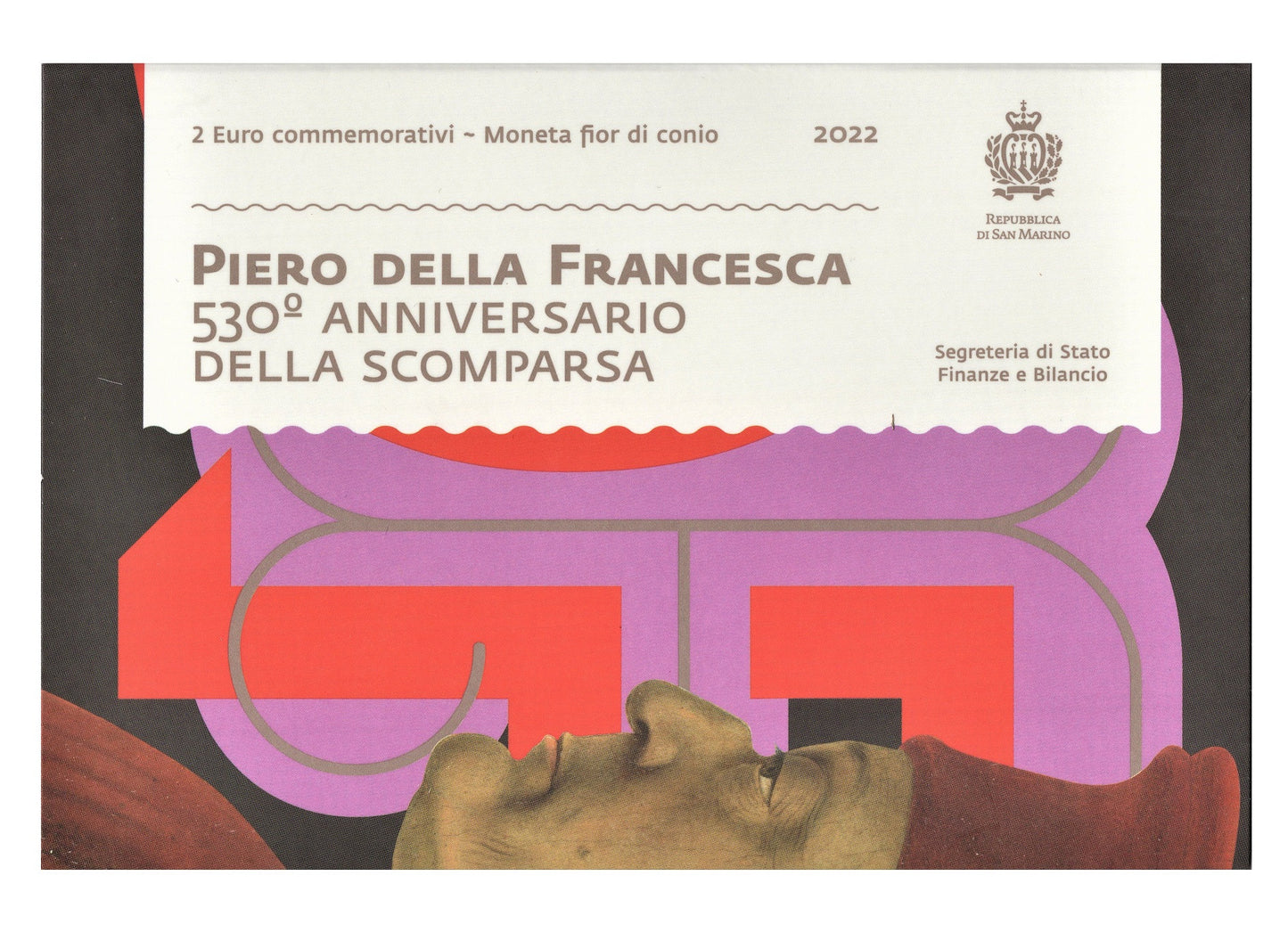 San Marino - 2022 - Monedas Euros en cartera oficial - FDC / MS - 2 € Año 2022 / 1ª Piero della Francesca