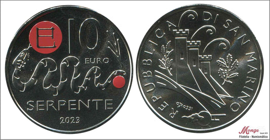 San Marino - 2023 - Monedas Euros circulación - S/C / UNC - 10 € año 2023 / Serpiente