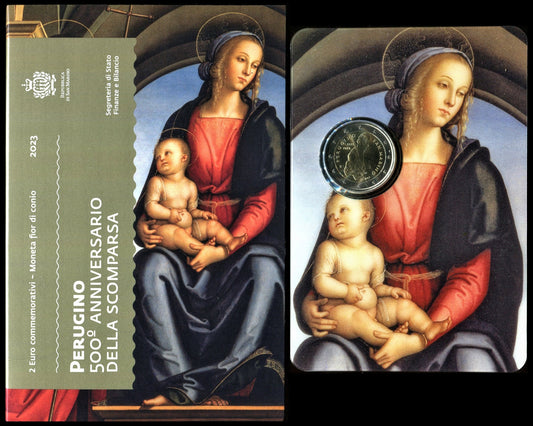 San Marino - 2023 - Monedas Euros en cartera oficial - FDC / MS - 2 € Año 2023 / 1º Perugino