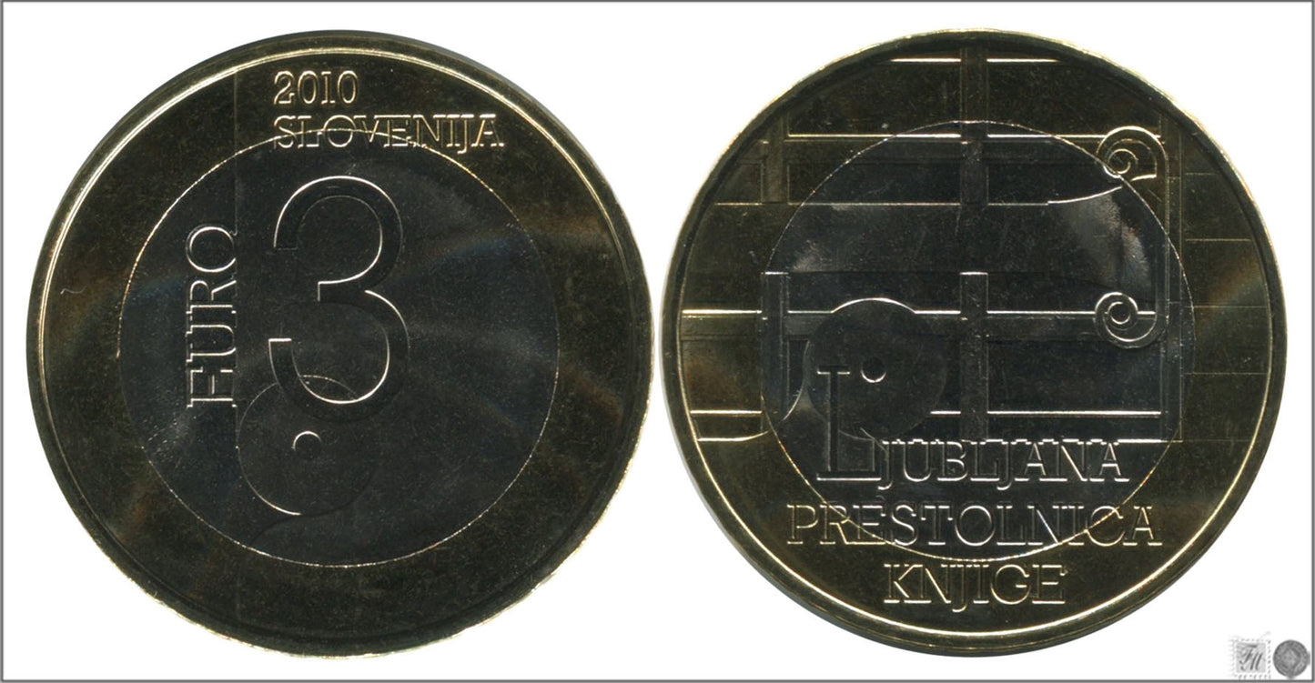 Slovenia - 2010 - Monedas Euros circulación - S/C / UNC - 3 € Año 2010 / Capital mundial del libro