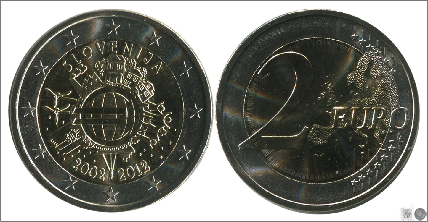 Slovenia - 2012 - Monedas Euros circulación - S/C / UNC - 2 € Año 2012 / Aniversario Euro