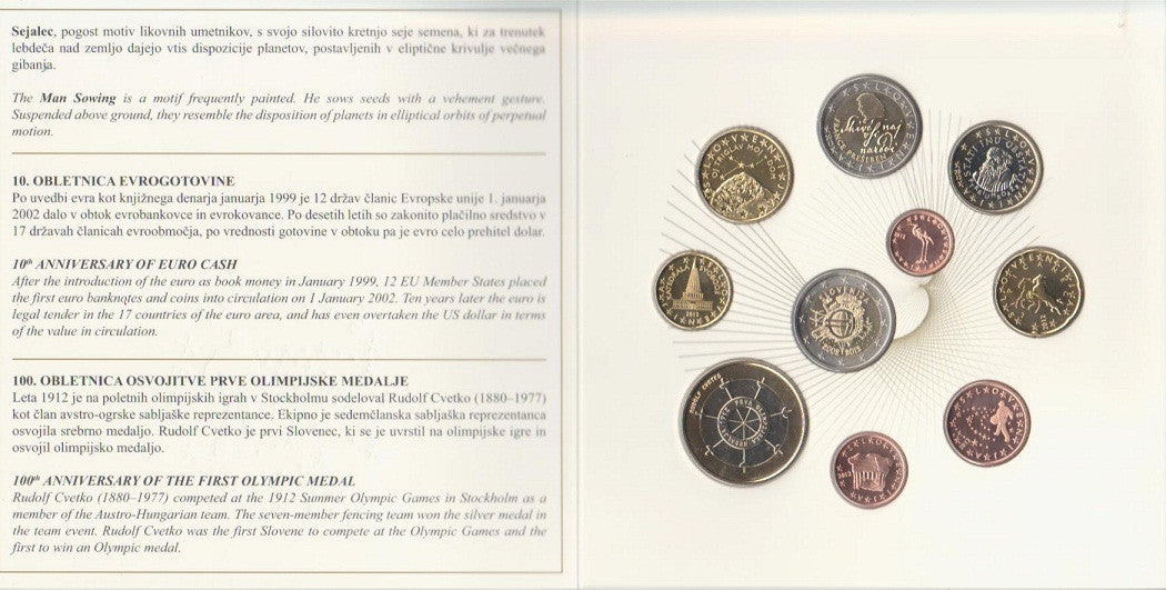 Slovenia - 2012 - Monedas Euros en cartera oficial - FDC / MS - Cartera año 2012 (10 monedas)