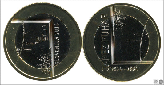 Slovenia - 2014 - Monedas Euros circulación - S/C / UNC - 3 € Año 2014 / Janez Puhar