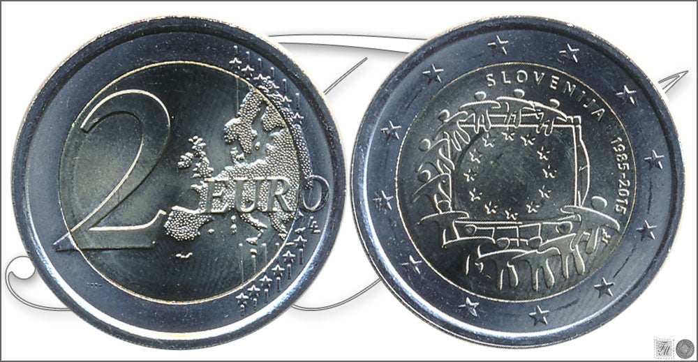 Slovenia - 2015 - Monedas Euros circulación - S/C / UNC - 2 € Año 2015 / 30 Aniv. Bandera UE