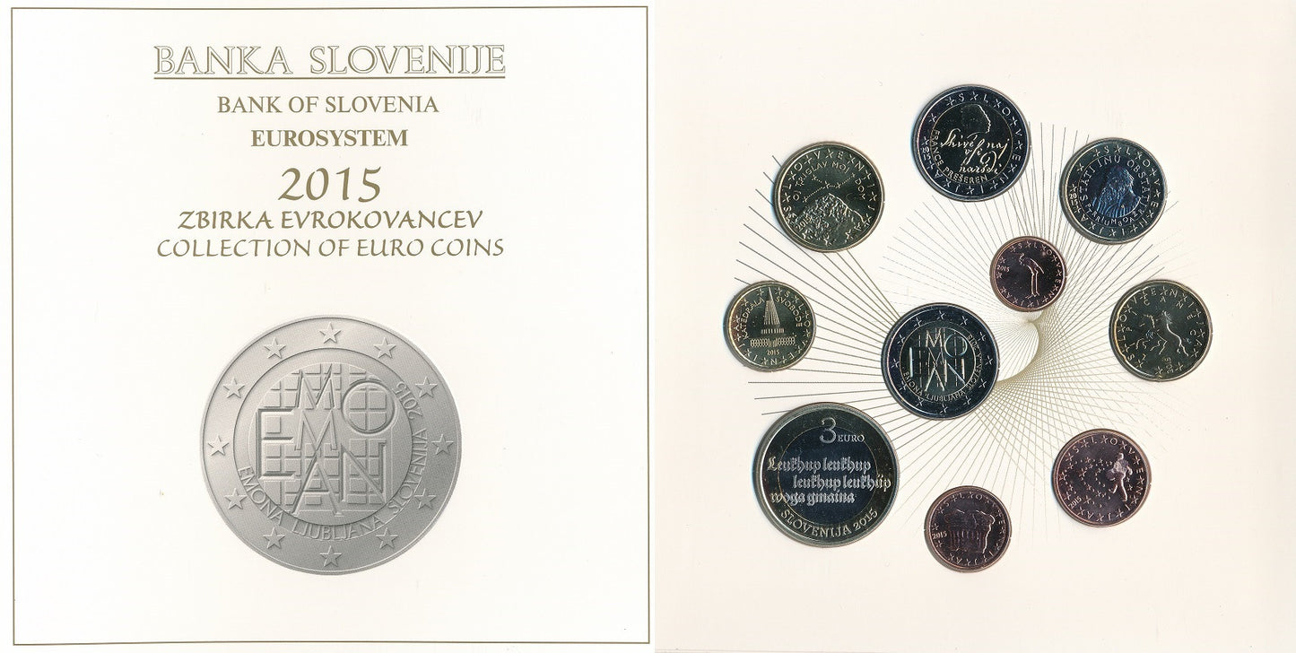 Slovenia - 2015 - Monedas Euros en cartera oficial - FDC / MS - Cartera año 2015 (10 monedas)