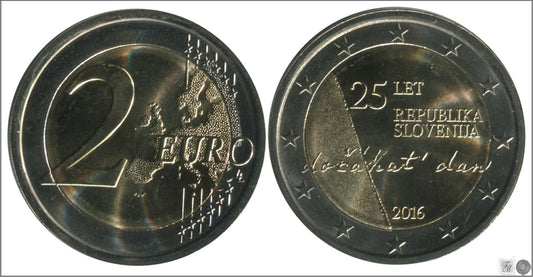 Slovenia - 2016 - Monedas Euros circulación - S/C / UNC - 2 € Año 2016 / 25º Aniv. Independencia de Eslovenia