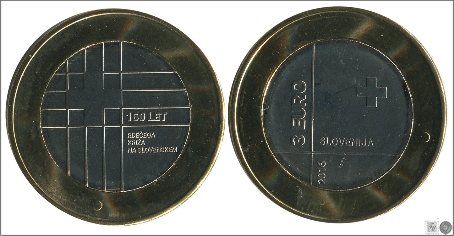 Slovenia - 2016 - Monedas Euros circulación - S/C / UNC - 3 € Año 2016 / 150º aniv. Cruz Roja