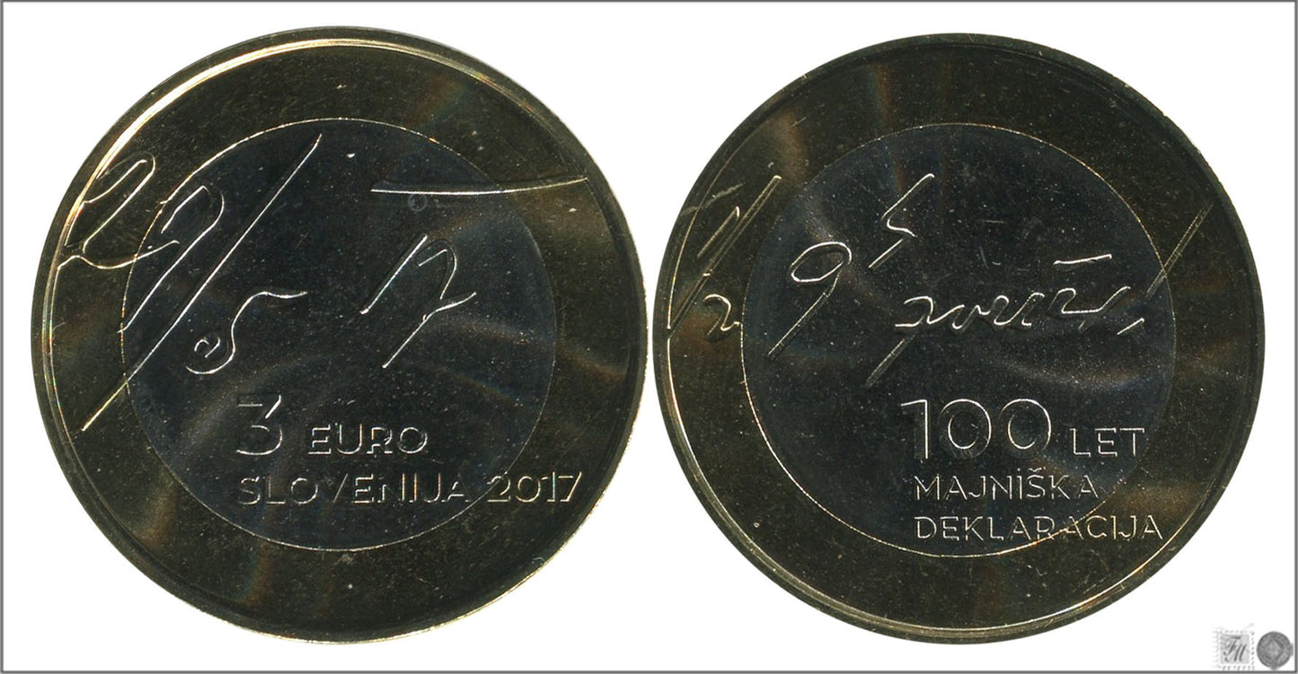 Slovenia - 2017 - Monedas Euros circulación - S/C / UNC - 3 € Año 2017 / 100 Aniversario declaracion de Mayo