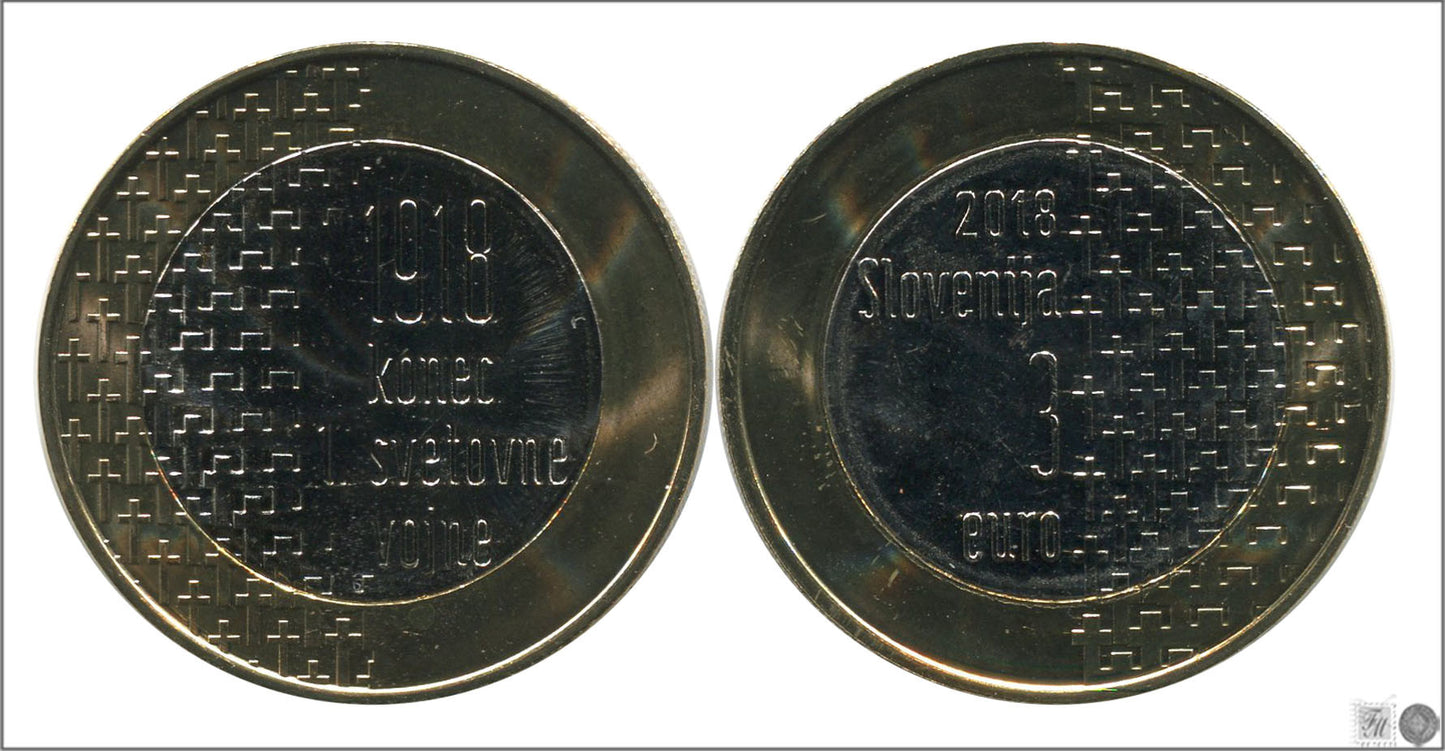 Slovenia - 2018 - Monedas Euros circulación - S/C / UNC - 3 € Año 2018 / 100 Años del fin de la Primera Guerra Mundial