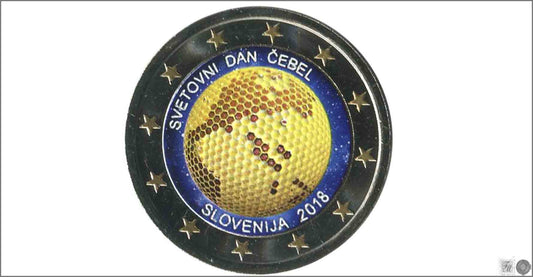 Slovenia - 2018 - Monedas Euros Color - S/C / UNC - 2 € Año 2018 / Dia mundial de las abejas / Circulo azul