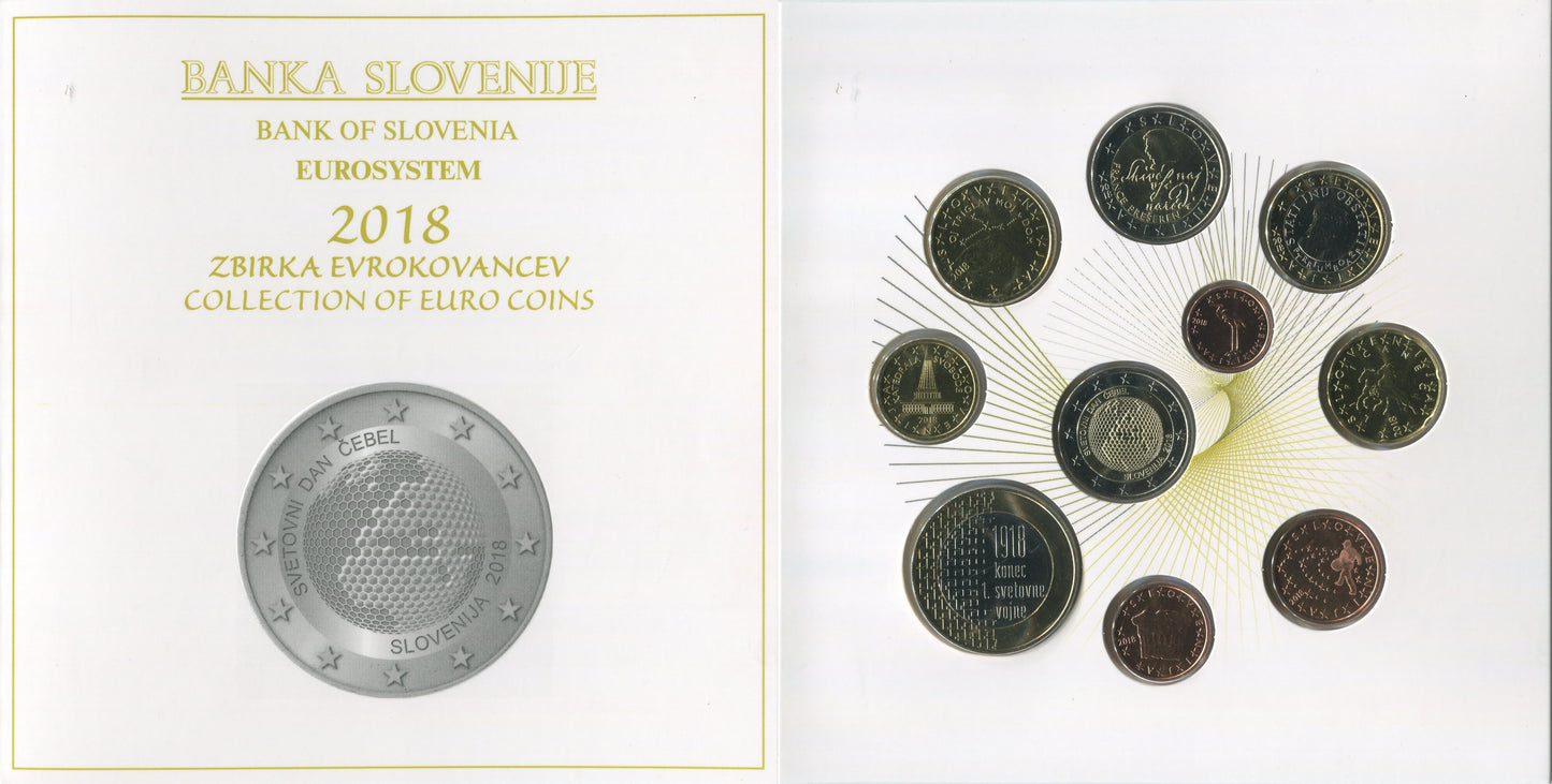 Slovenia - 2018 - Monedas Euros en cartera oficial - FDC / MS - Cartera año 2018 (10 monedas)