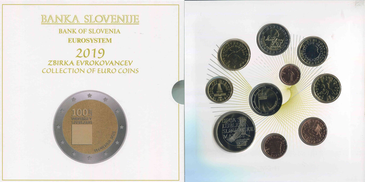 Slovenia - 2019 - Monedas Euros en cartera oficial - FDC / MS - Cartera año 2019 (10 monedas)