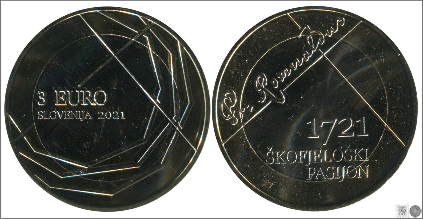 Slovenia - 2021 - Monedas Euros circulación - S/C / UNC - 3 € Año 2021 / 300 aniversario de la Pasión de Skofja Loka