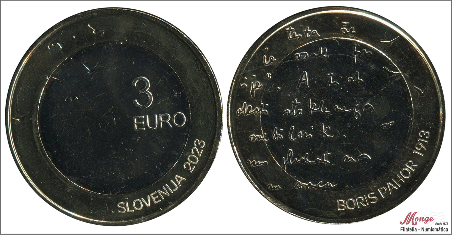 Slovenia - 2023 - Monedas Euros circulación - S/C / UNC - 3 € Año 2023 / Boris Pahor