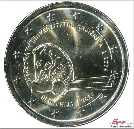 Slovenia - 2024 - Monedas Euros circulación - S/C / UNC - 2 € Año 2024 / 250 Aniv. de la Biblioteca Nacional y Universitaria de