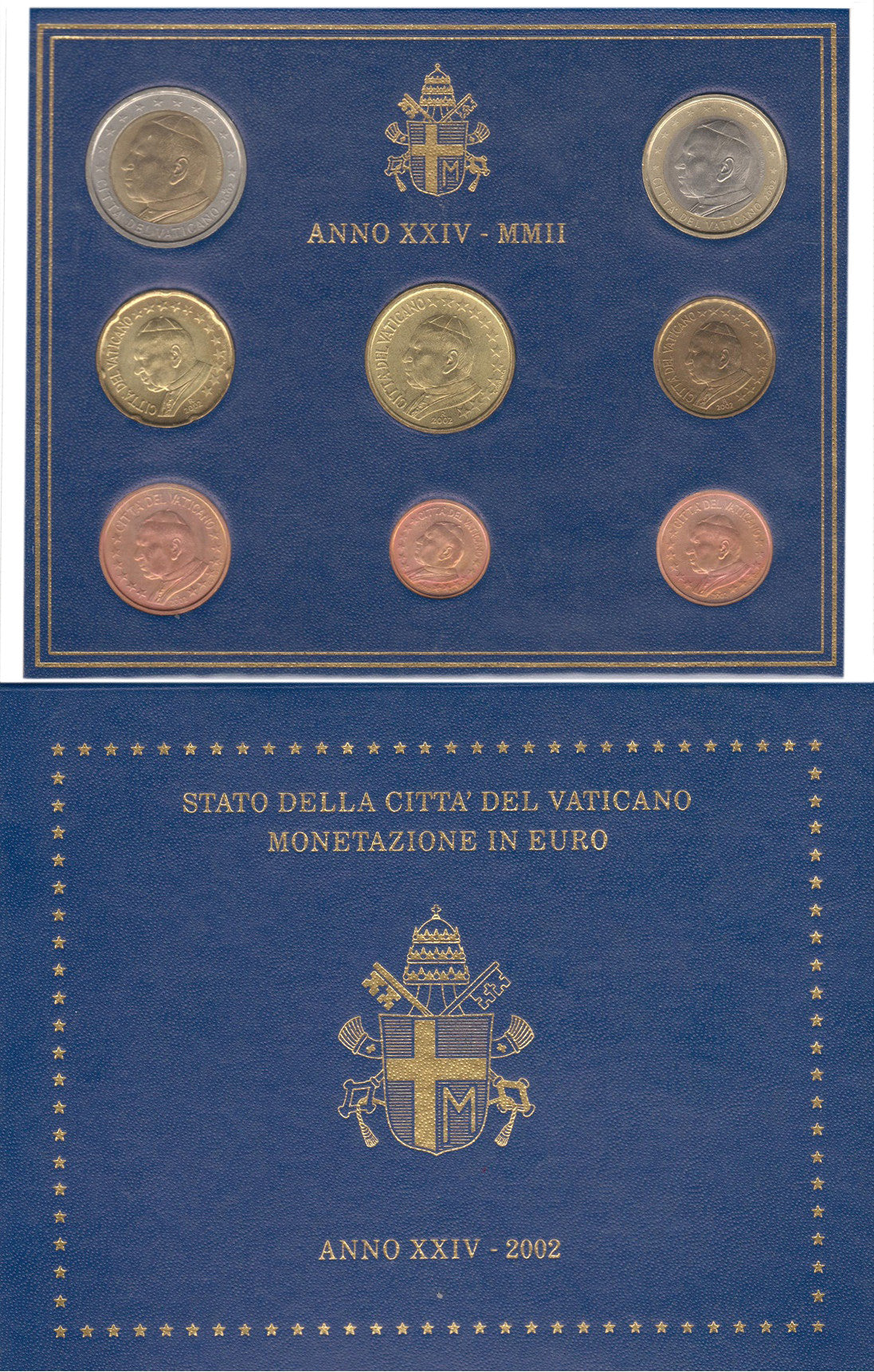 Vaticano - 2002 - Monedas Euros en cartera oficial - FDC / MS - Cartera 2002 (8m)