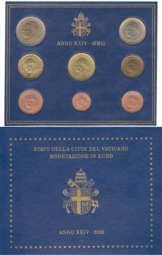 Vaticano - 2002 - Monedas Euros en cartera oficial - FDC / MS - Cartera 2002 (8m)