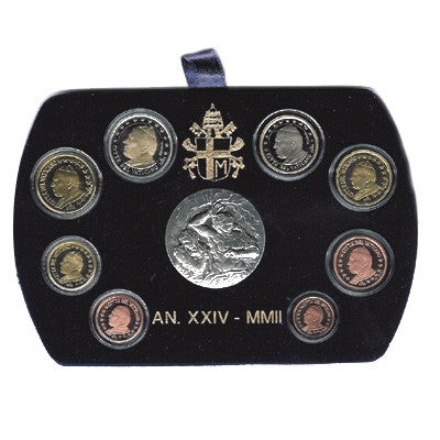 Vaticano - 2002 - Monedas Euros en cartera oficial - PROOF - Estuche 2002 (8 monedas)