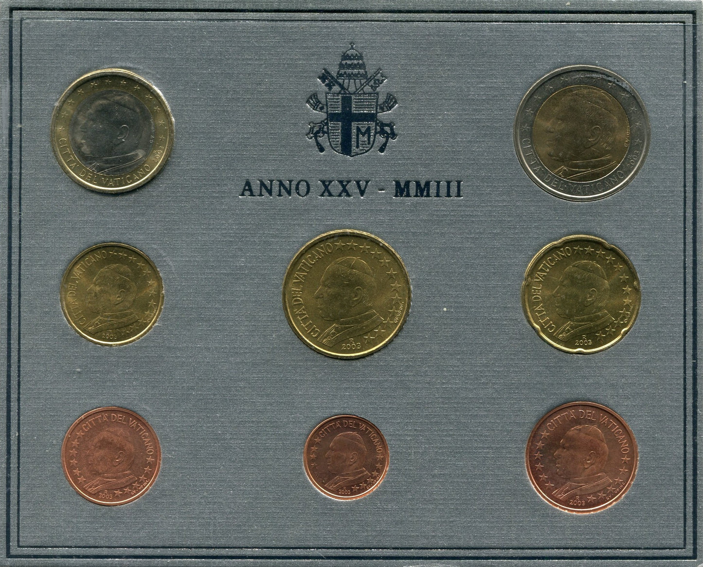 Vaticano - 2003 - Monedas Euros en cartera oficial - FDC / MS - Cartera 2003 (8m)