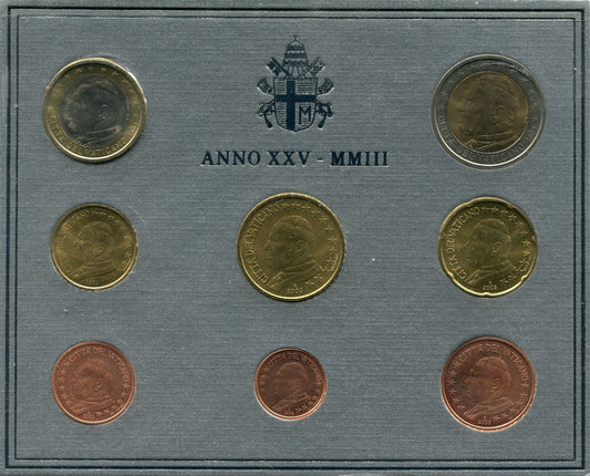 Vaticano - 2003 - Monedas Euros en cartera oficial - FDC / MS - Cartera 2003 (8m)