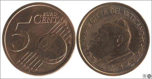 Vaticano - 2005 - Monedas Euros circulación - FDC / MS - 5 centimos Año 2005 Juan Pablo II