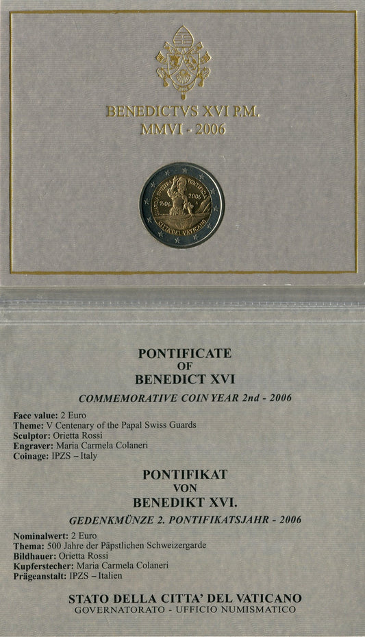 Vaticano - 2006 - Monedas Euros en cartera oficial - FDC / MS - 2 € Año 2006 / V. cent. Guardia Suiza