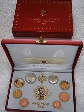 Vaticano - 2008 - Monedas Euros en cartera oficial - PROOF - Estuche 2008 (8 monedas)