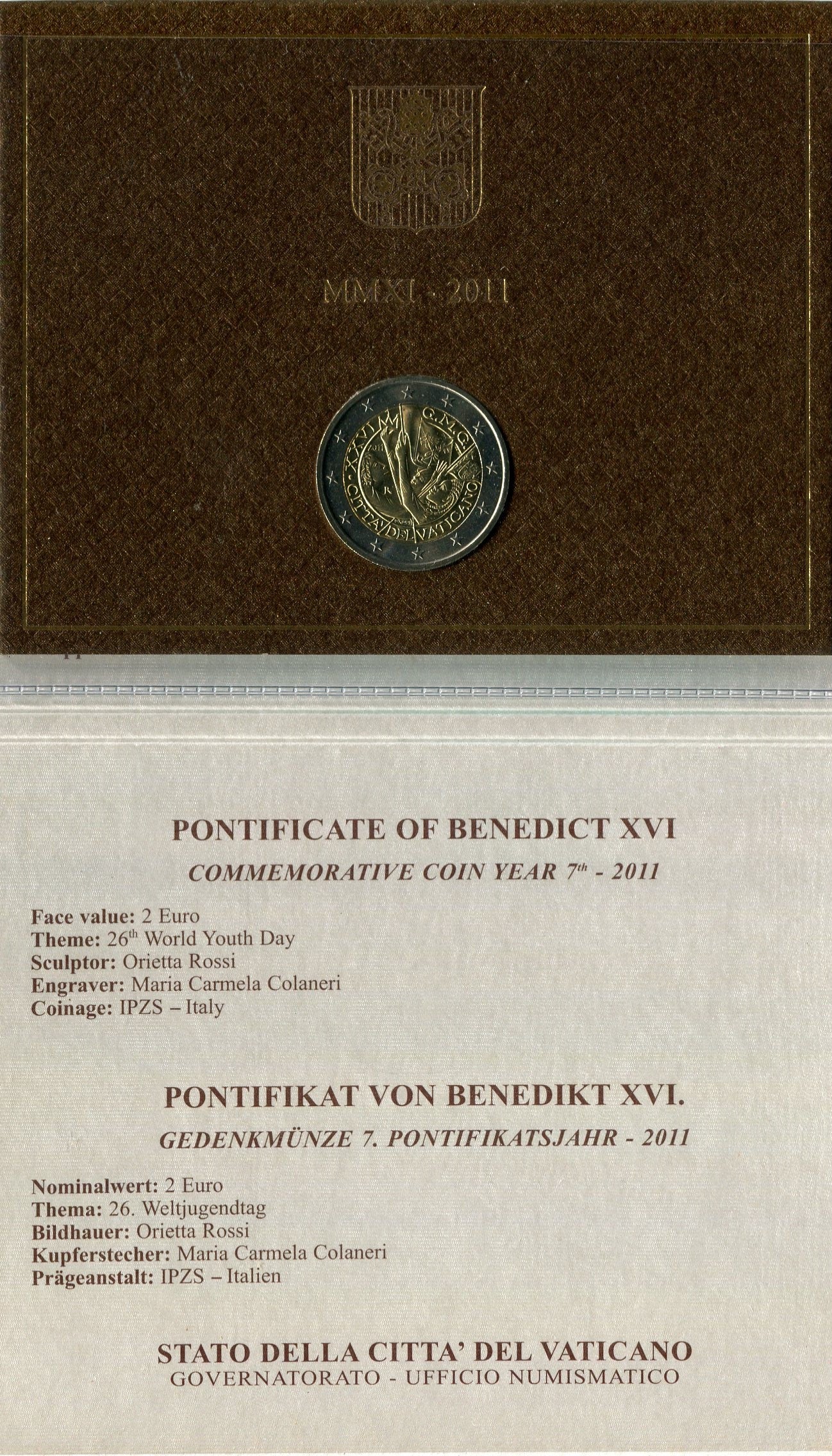 Vaticano - 2011 - Monedas Euros en cartera oficial - FDC / MS - 2 € Año 2011 / Año de la juventud